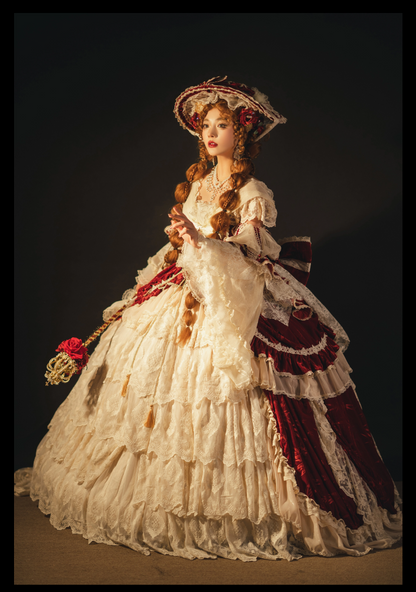 Guaji - Isabella - Wedding Lolita OP Bridal Dress with Tiered Petticoat and Trailing