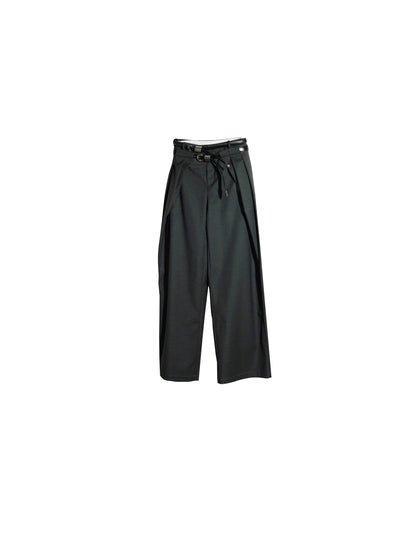 Restrained Pleated Casual Pants With Skirt Set-Up