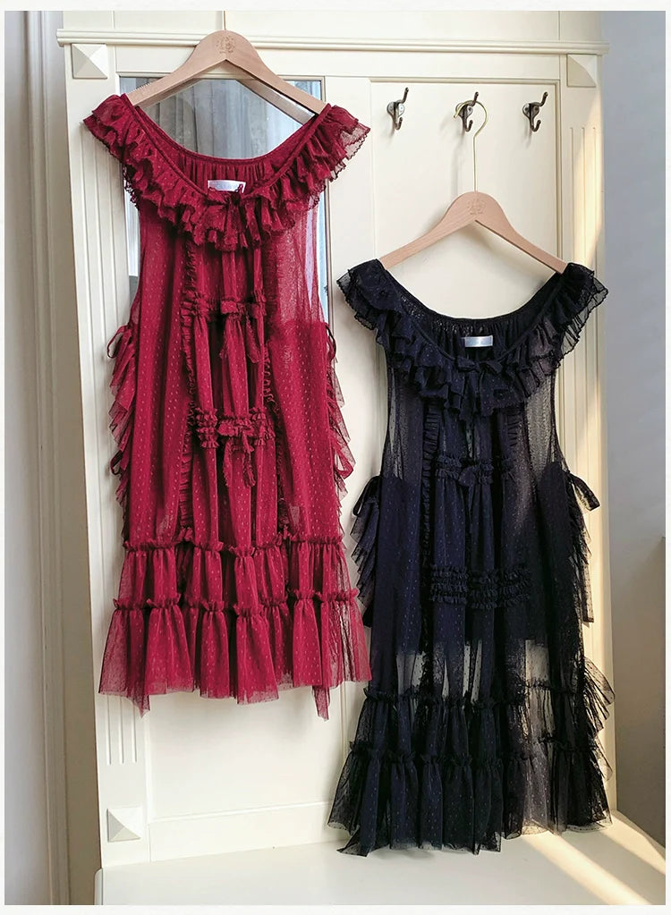 With PUJI - Letters and Poetry - Classic Lolita Tulle Over-Skirt for Summer