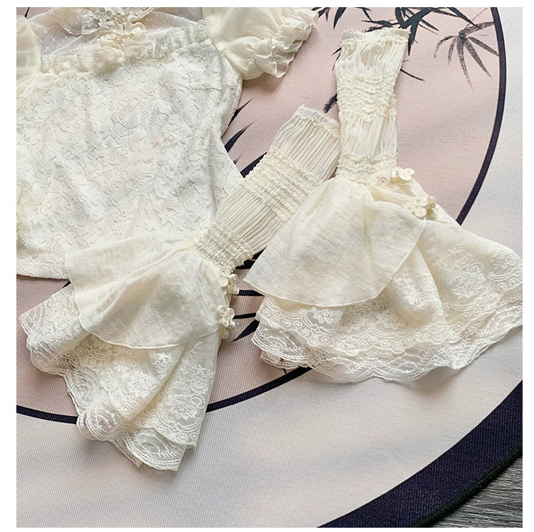 With PUJI - Moon Gauze - Qi Lolita Blouse Chinese Style Shirt