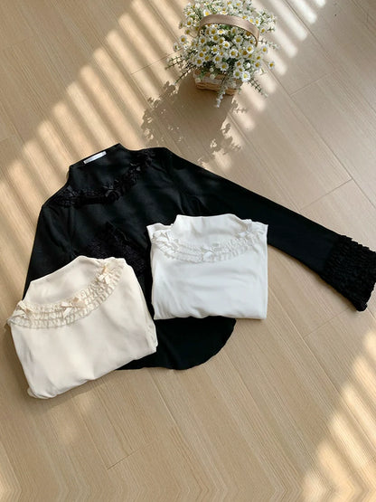 With PUJI - Snowfall - Winter Lolita Sweater Long Sleeve Knitted Innerwear