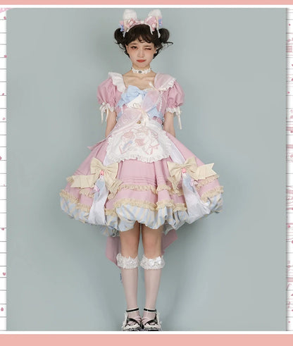OCELOT - Sweet Lolita Pink Cat Tail OP Dress Set