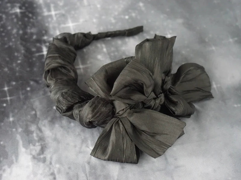 Strange Sugar - Gothic Lolita KC Black Wine Red Ruffled Bow Hair Accessories