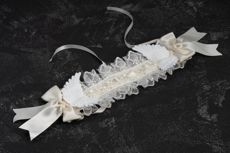 Strange Sugar - Gothic Lolita White Lace Angel Wings Hairband