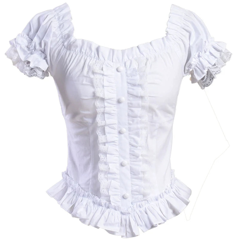Lace Garden - Elegant Lolita Lace Shirt, Off-Shoulder