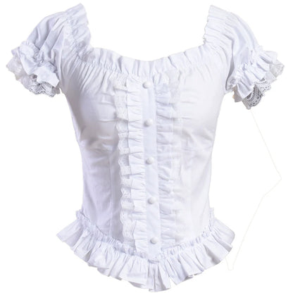 Lace Garden - Elegant Lolita Lace Shirt, Off-Shoulder