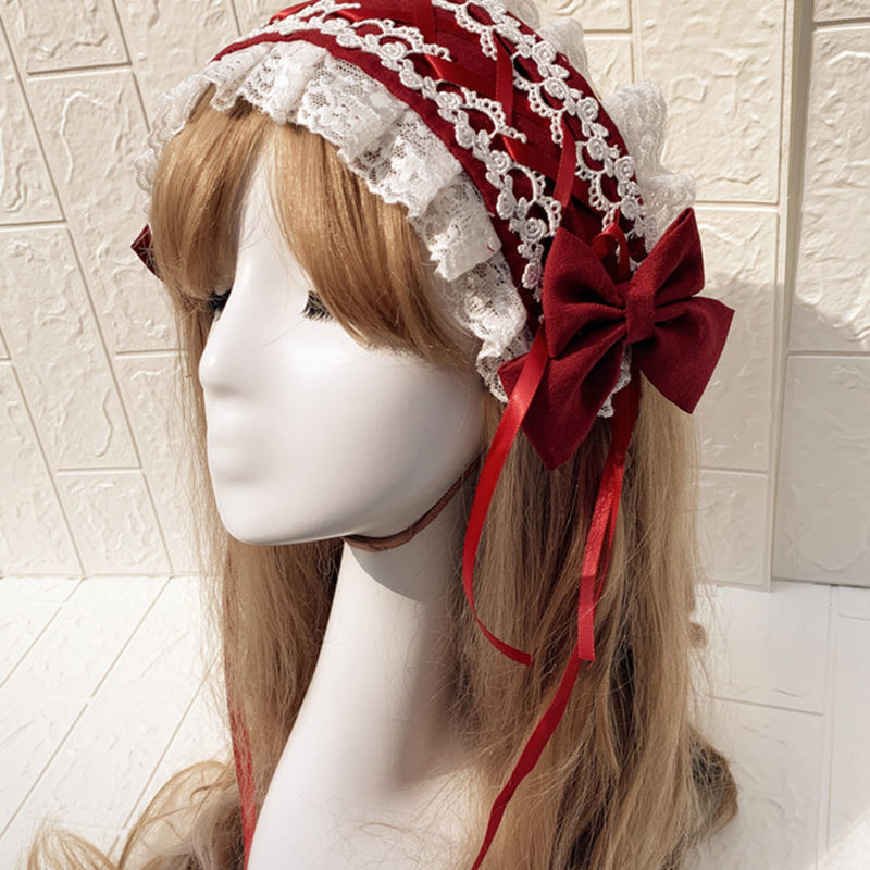 ZhiJinYuan - Sweet Lolita Lace Bow Hairband Multicolors
