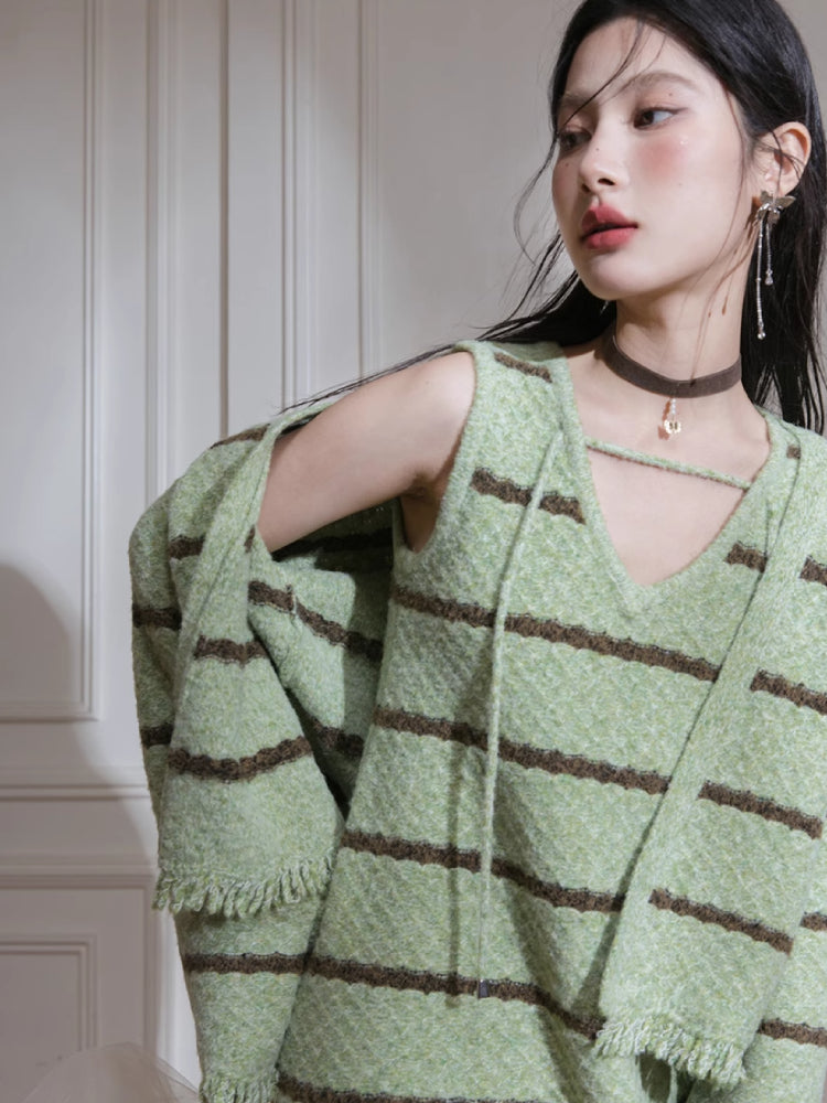 Wool cardigan + dress set【s0000007208】