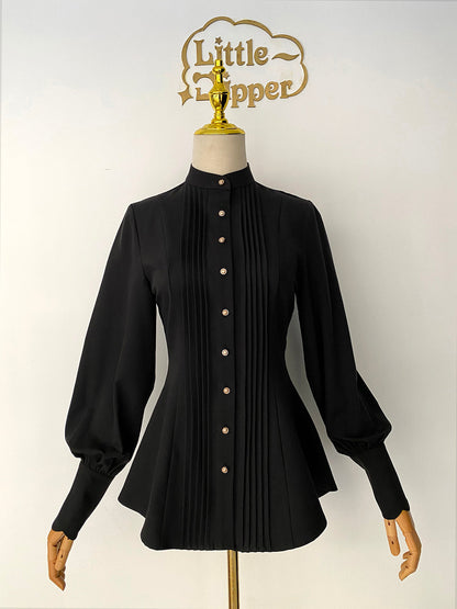 Little Dipper - Elegant Lolita Mutton Sleeve Stand Collar Blouse