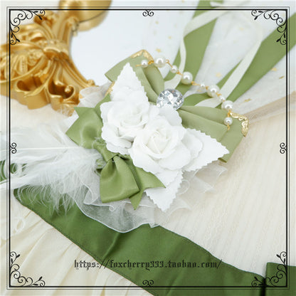Fox Cherry - Elegant Grass Green Lolita Bow Headdress