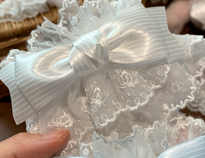 Roji Roji - Sweet Lolita Lace Bow Cuffs, Elastic Wrist
