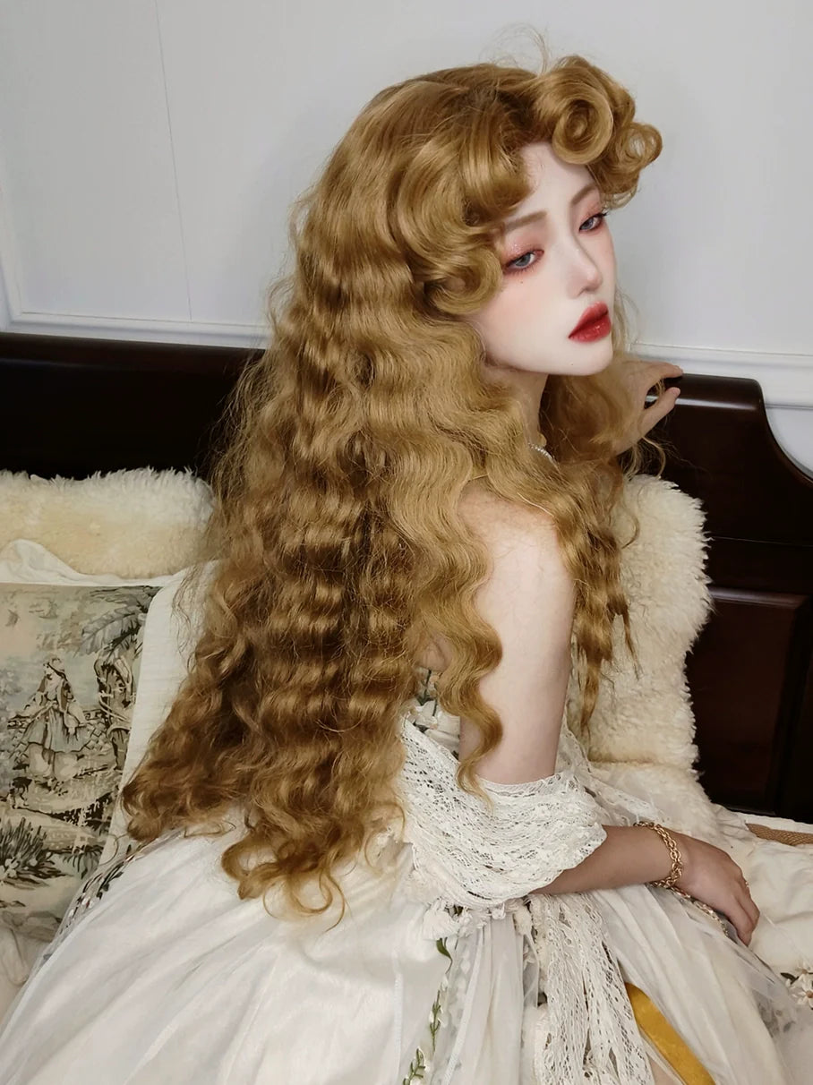 Mabuxi - Princess Diary - Golden Brown Lolita Wig Sheep Curls Long Romantic Wig