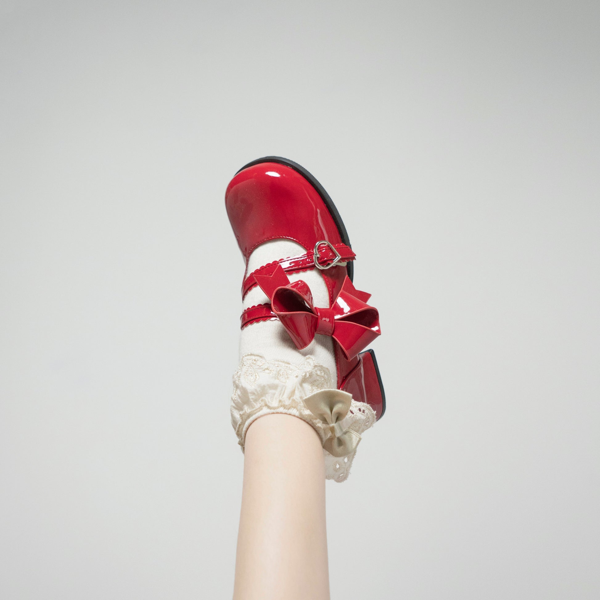 Dolly Doll - Apple Candy - Mary Jane Lolita Shoes Bow PU Low-Mid Heel Shoes