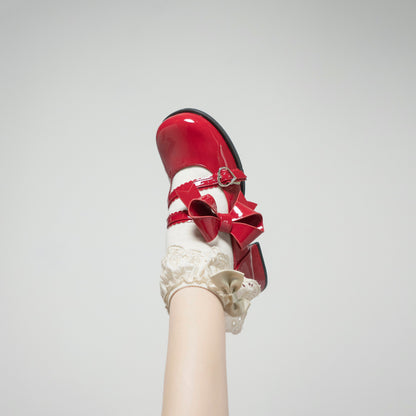 Dolly Doll - Apple Candy - Mary Jane Lolita Shoes Bow PU Low-Mid Heel Shoes