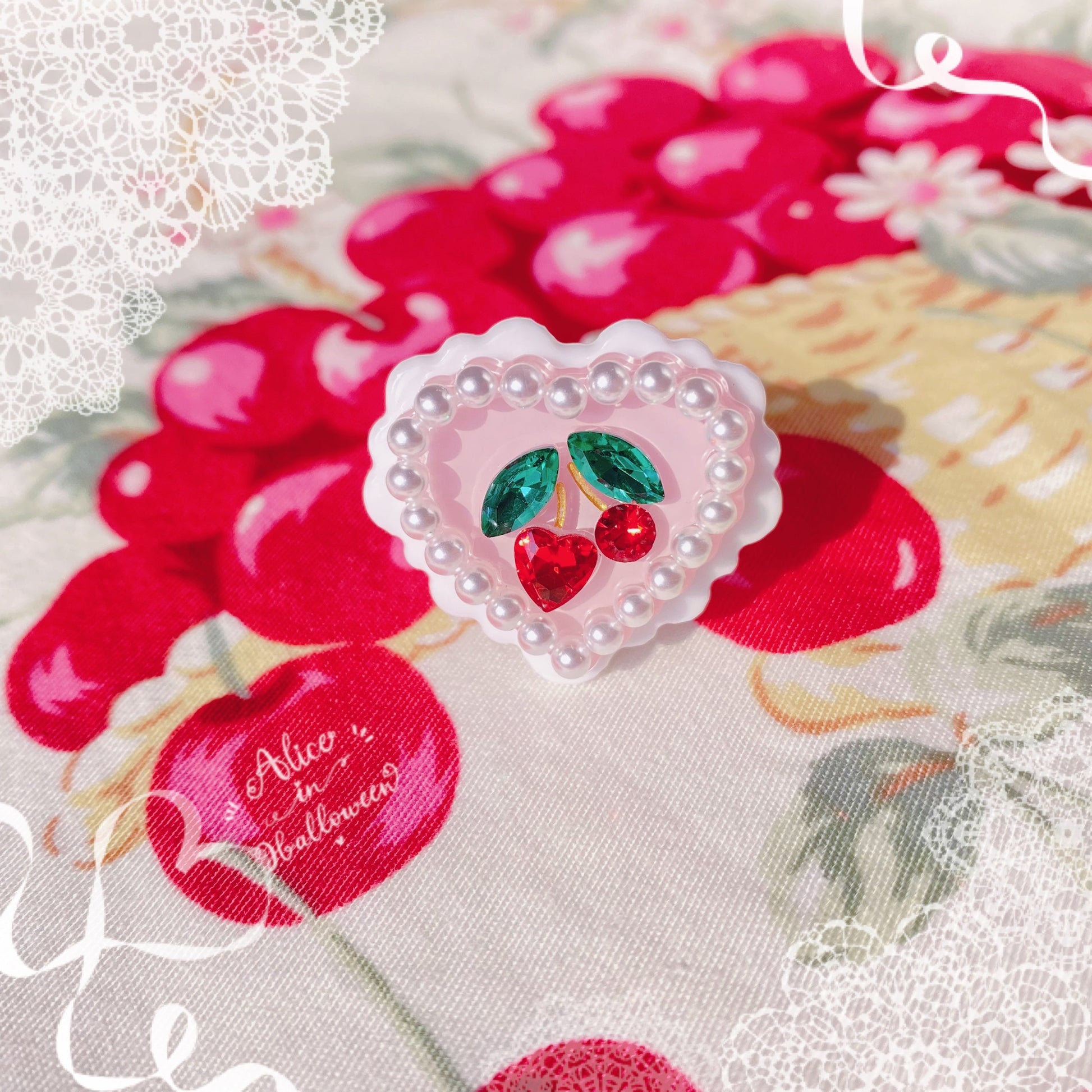Halloween Alice - Sweet Cherry Lolita Plastic Necklace Ring