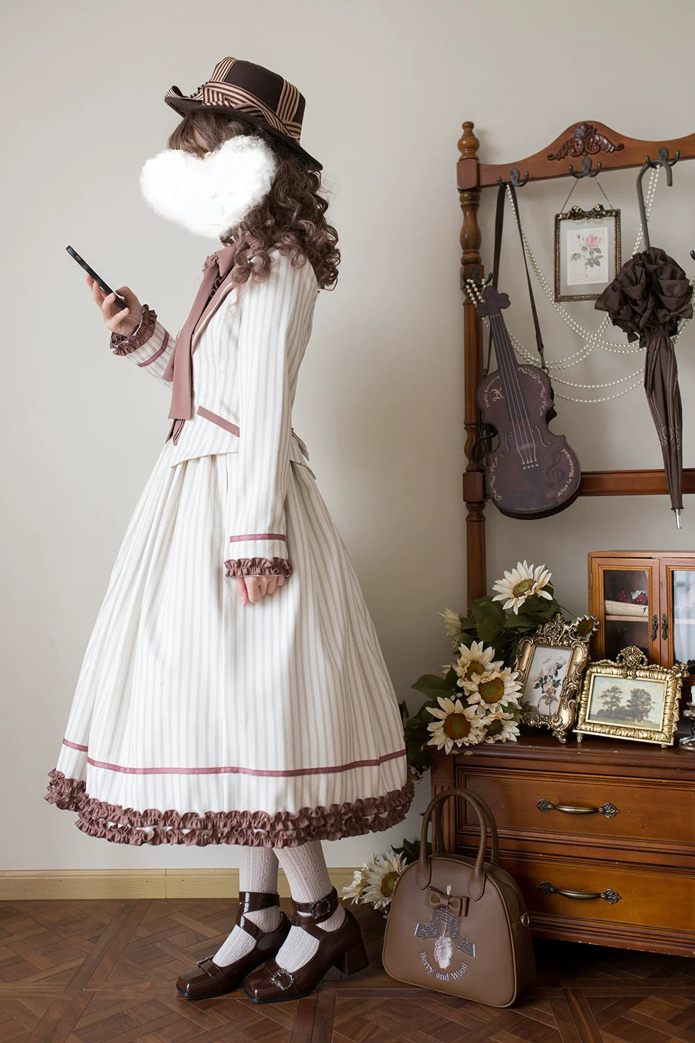 Miss Point - Classical Chocolate - Classic Lolita Jacket Elegant Striped Short Outwear