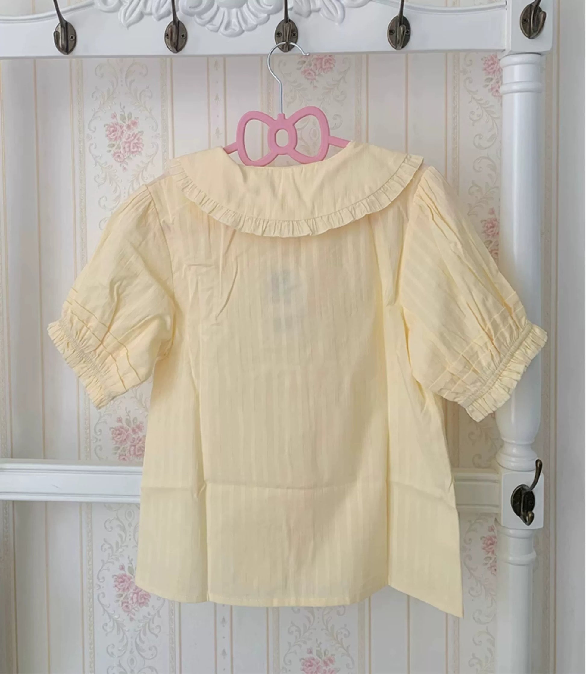 Chubby Cat Diary - Plus Size Cotton Lolita White Blouse, Short Sleeve