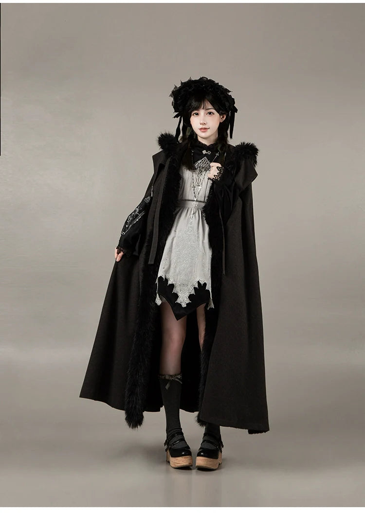 With PUJI - Letter and Poetry ﾂｷ Raven's Night Song - Gothic Lolita Black Cloak