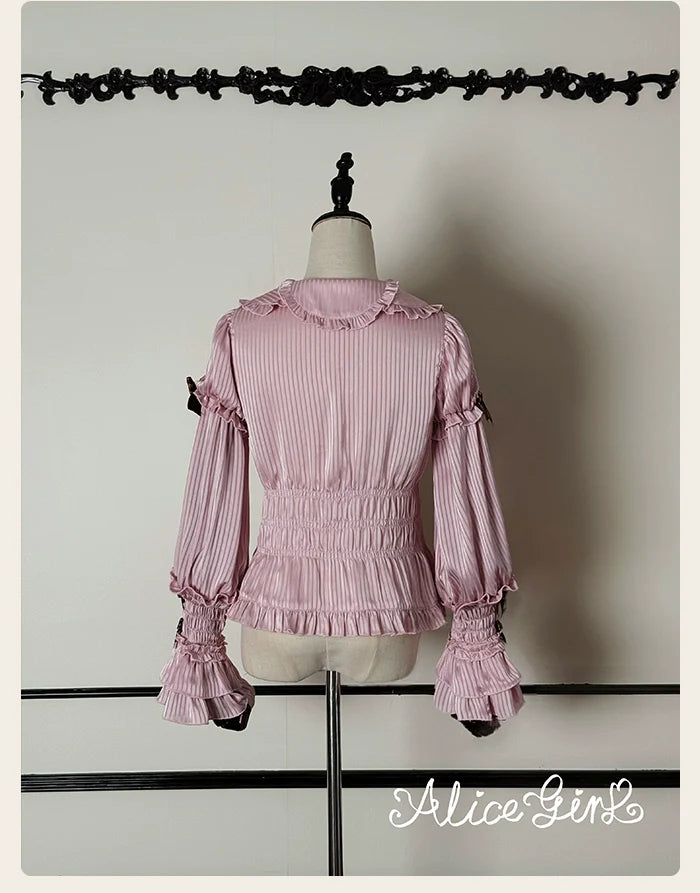 Alice Girl - Bear Chocolate Bar - Kawaii Lolita Blouse, Long Sleeve