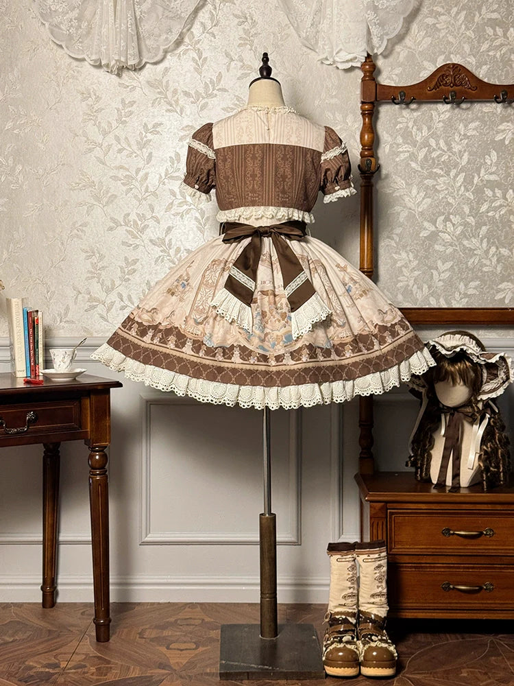 Alice Girl - Sea Salt Fairytale - Sweet Doll-like Lolita OP Animal Printed Lolita Dress