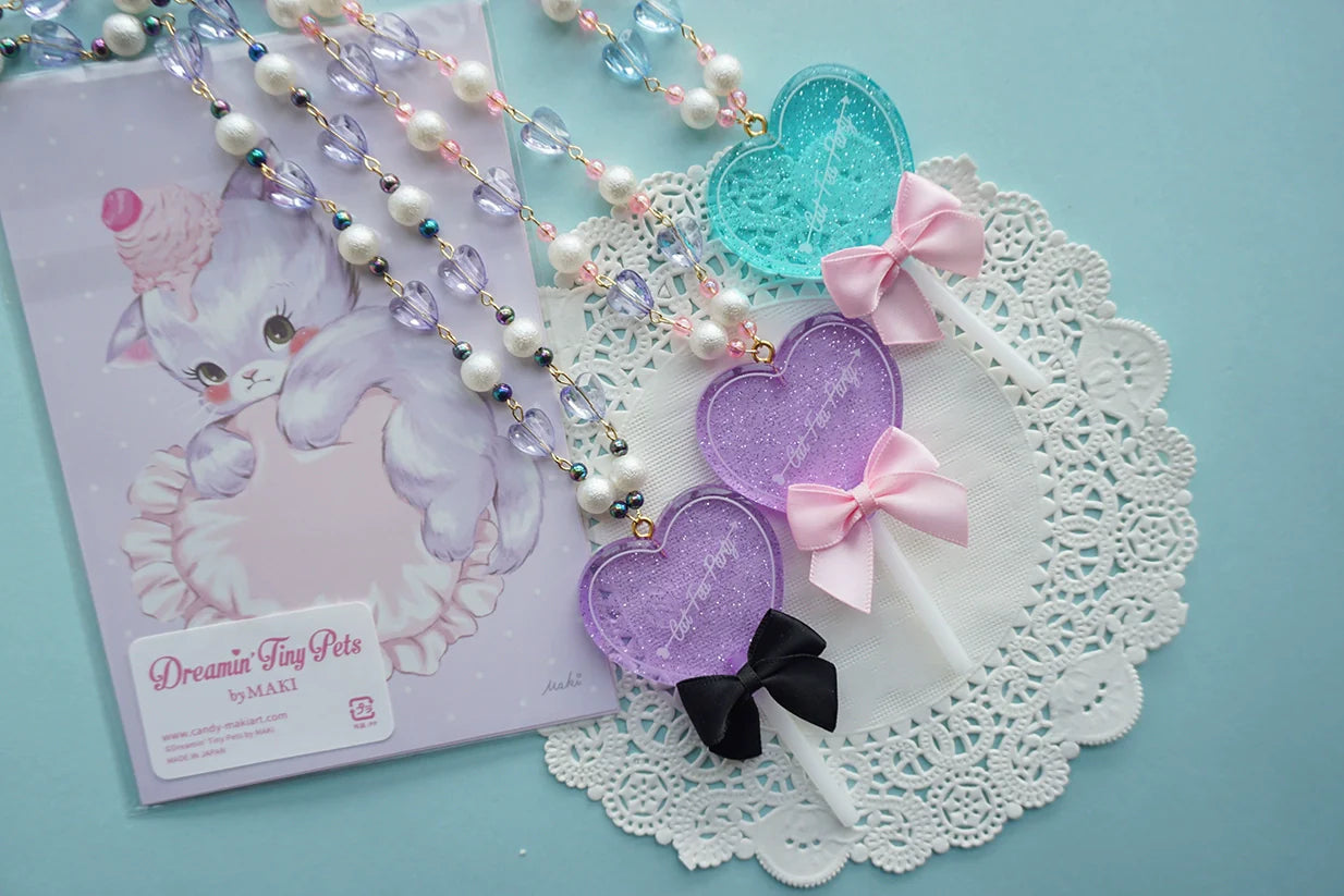 Cat Tea Party - Sweet Lolita Necklace Heart-Shaped Lollipop Necklace