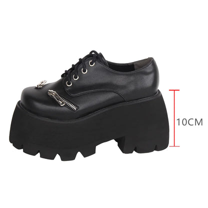 Angelic Imprint - Punk Lolita Round Toe Black Platform Shoes