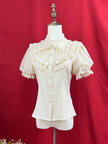DMFS Lolita - Sweet Lolita Shirt Peter Pan Collar Blouse Detachable Sleeves