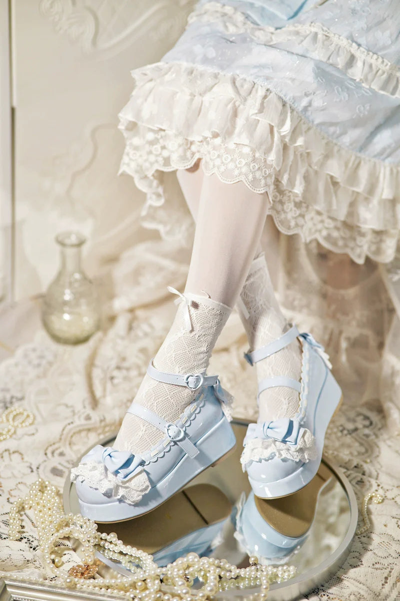 Jiujiu Lolita - Milky Puff - Sweet Lolita Heels Shoes, Round Toe With Petite Wedge