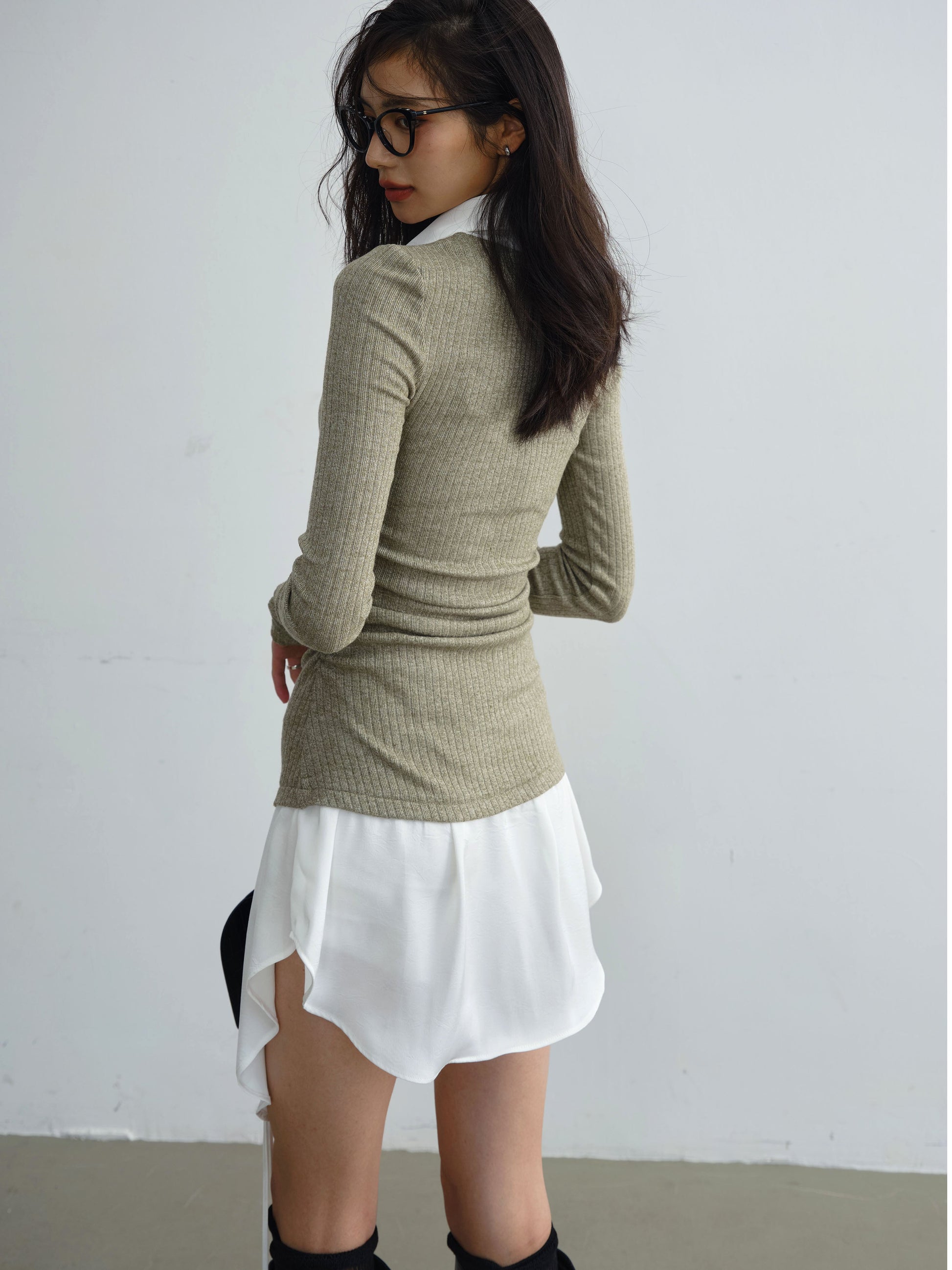 Knitted Layered Design Splicing One-piece