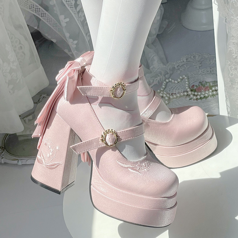 Dreamland - Floating Dream Lily - Elegant Lolita High Heel Shoes, Detachable Bow