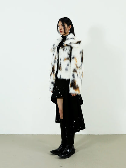 Animal Pattern Imitation Fur Short Coat