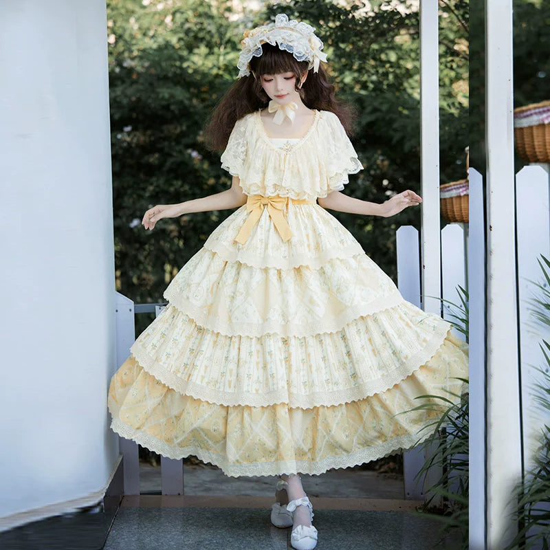 With PUJI - Letter and Poetry Sunflower Matters - Country Lolita JSK Embroidered Printed Lolita Dress
