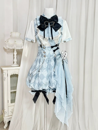 Your Princess - Alice in Time - Checkered Ouji Lolita Suit With Card & Rabbit Accents