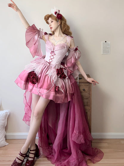 Meowing and fruity - Swan Fantasy - Fairy Lolita Short JSK Ballet-Style Jumper Dress