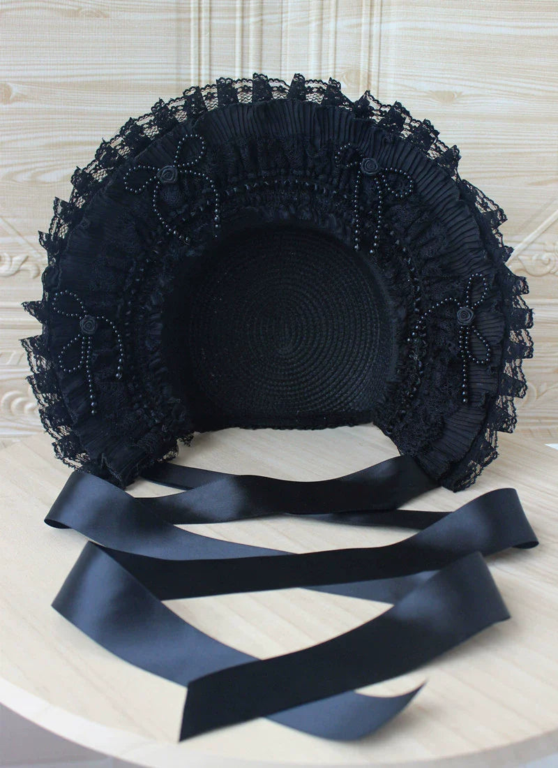 Deer Girl - Gothic Lolita Handmade Bonnet with Bows and Beads