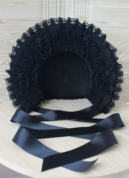 Deer Girl - Gothic Lolita Handmade Bonnet with Bows and Beads