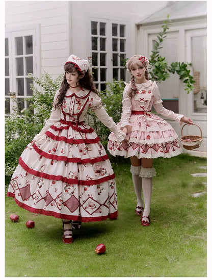 With PUJI - Apple Orchard - Country Lolita SK Embroidered Twins Lolita Top Skirt