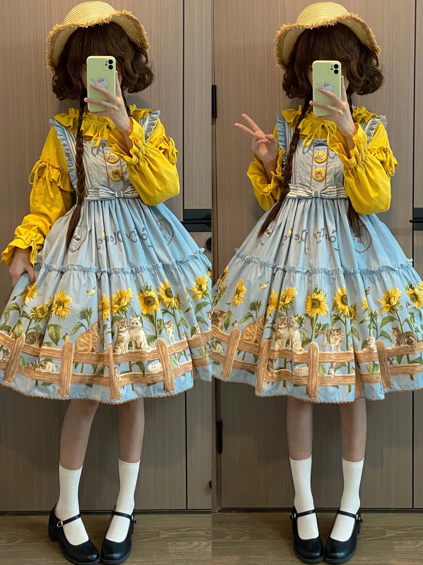 Polaris Lolita - Cat and Sunflower - Sweet Lolita JSK, Cat and Sunflower Print