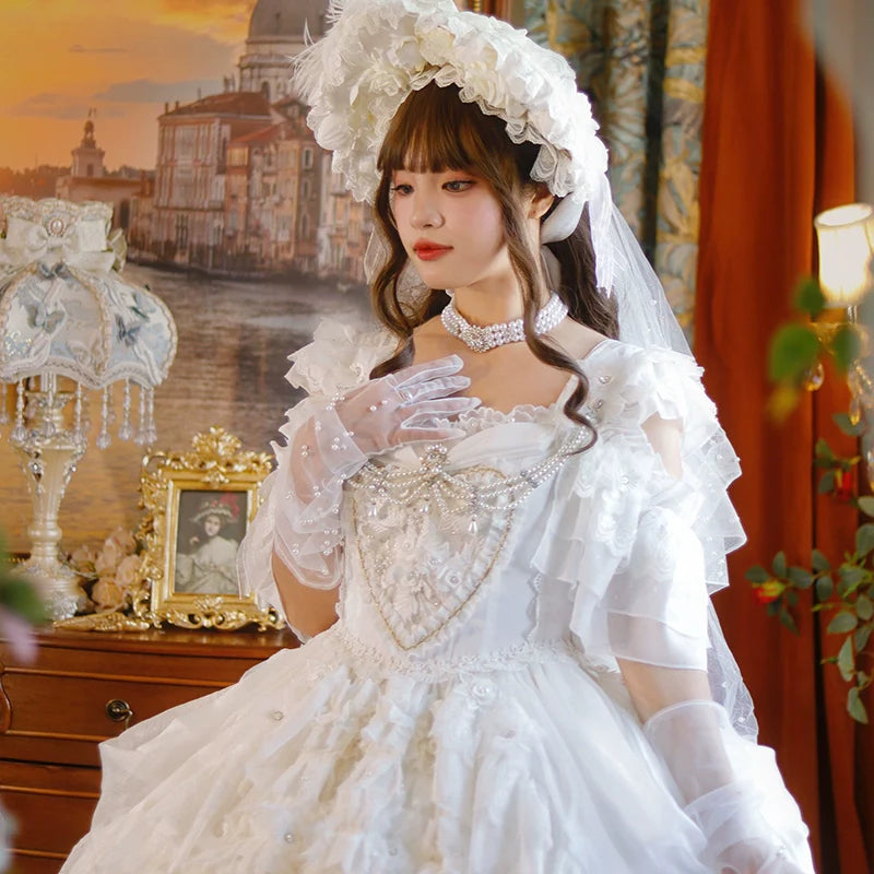One Night - Dolores - Wedding White Lolita Dress Princess Bridal OP