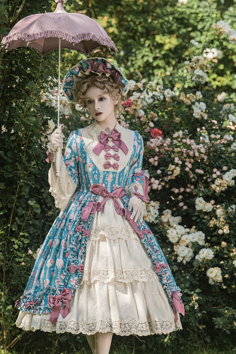 Miss Point - Lilyka Garden - Classic Lolita OP Dress Set Elegant Floral Wall Princess Sleeve