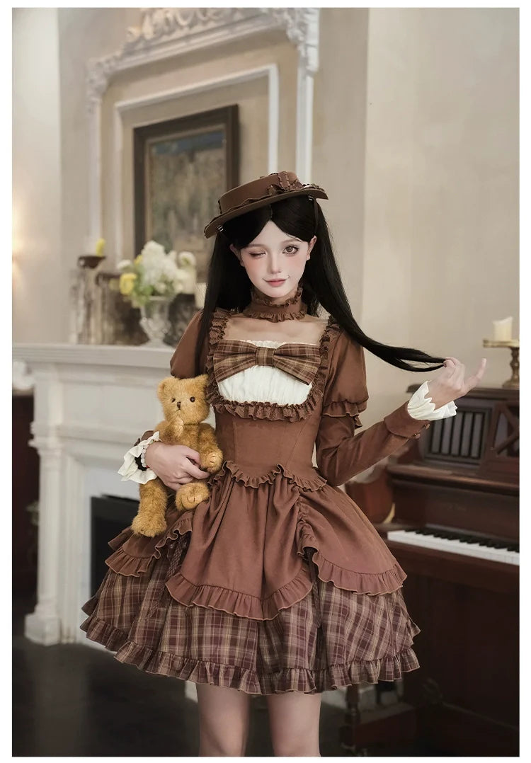 With PUJI - Oak Hymn - Classic Lolita Plaid OP Suit, Side Zipper