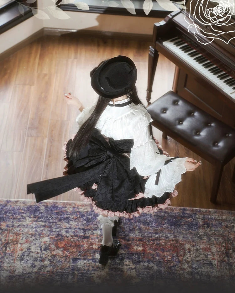 OCELOT - Blackberry Love Song - Black Pink Lolita Skirt Lolita Cake Skirt