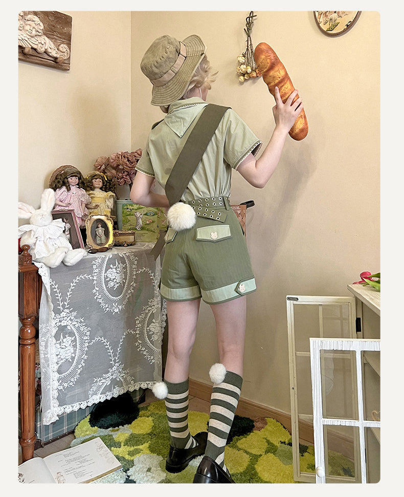 Piggy Bun - Bunny Trip - Retro Cute Green Accessories