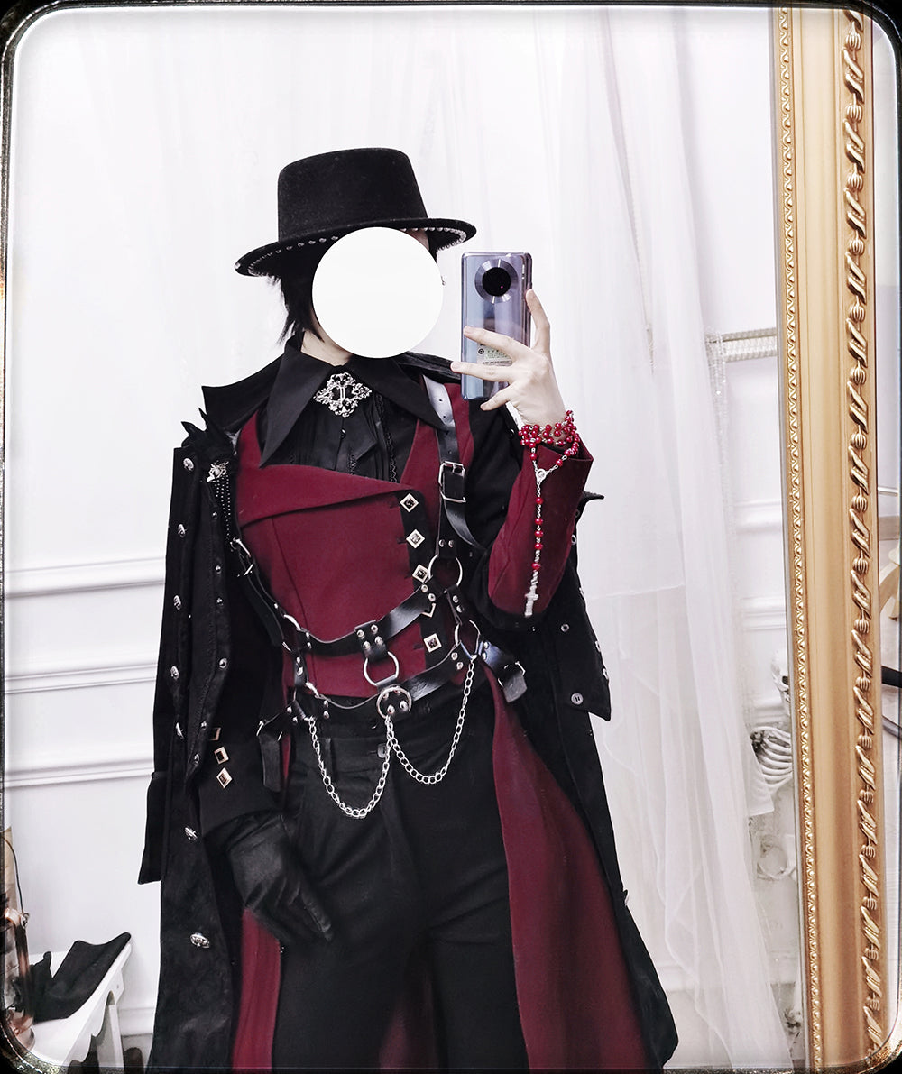 Princess Chronicles - Red and Black - Retro Ouji Lolita Handsome Black Pants