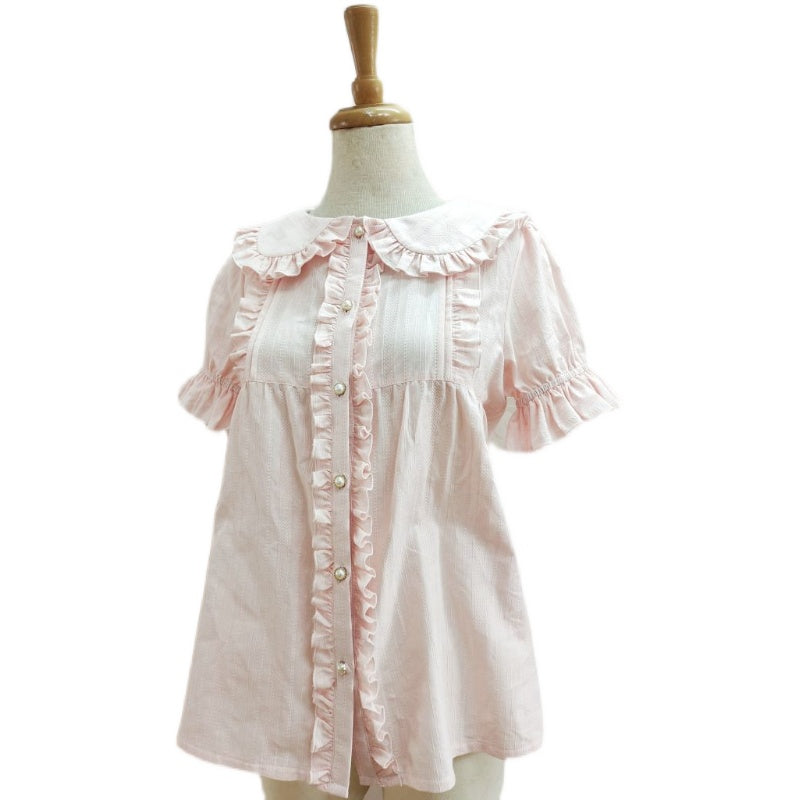 Yilia - Short Sleeve Cotton Lolita Blouse Shirt