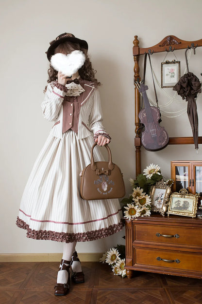 Miss Point - Classical Chocolate - Classic Lolita Skirt Elegant Striped SK