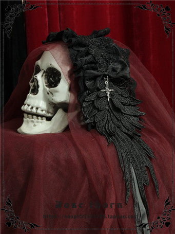 Rose Thorn - Devil Wings - Gothic Lolita Headband with Cross Pendant Custom Clolor