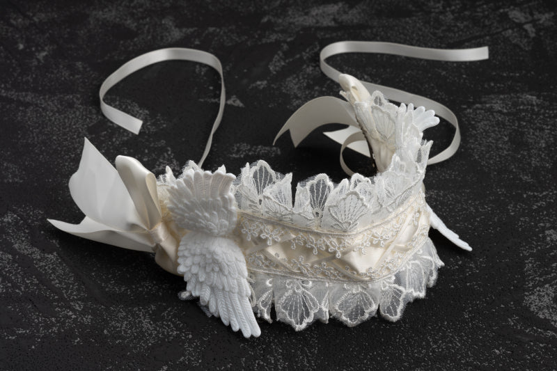 Strange Sugar - Gothic Lolita White Lace Angel Wings Hairband