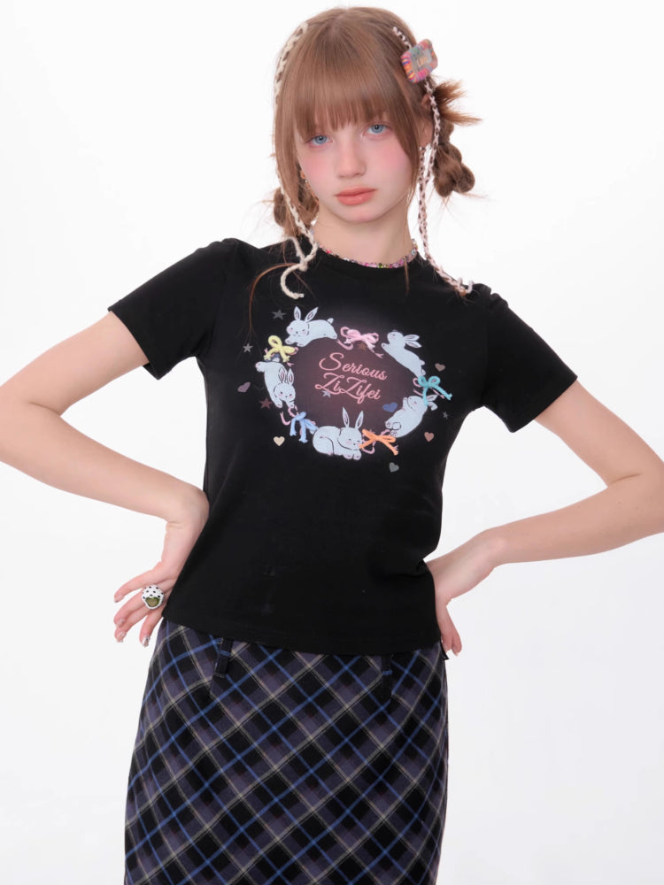 Round neck print short sleeve T-shirt【s0000007534】