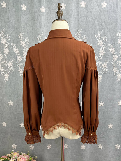 DMFS Lolita - Night Banquet - Pointed Collar Classic Lolita Shirt, Long Sleeve